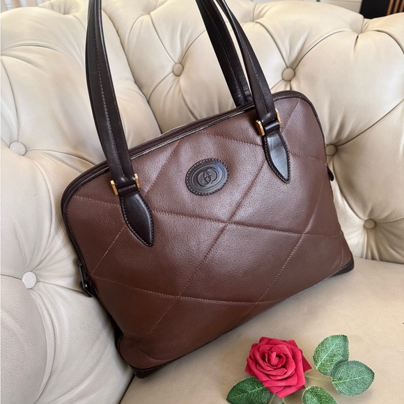 💎 Authentic Gucci GG quilted leather shoulder bag chocolate brown - Picture 2 of 14
